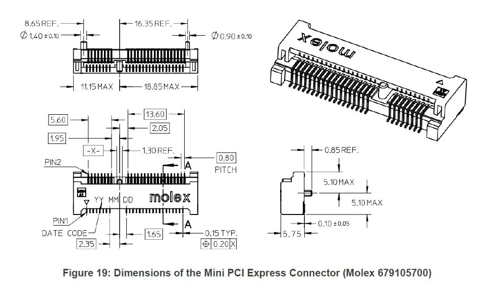 کانکتور Mini PCI Express Connector مدل Molex 679105700 کانکتور Mini PCI Express Connector مدل Molex 679105700