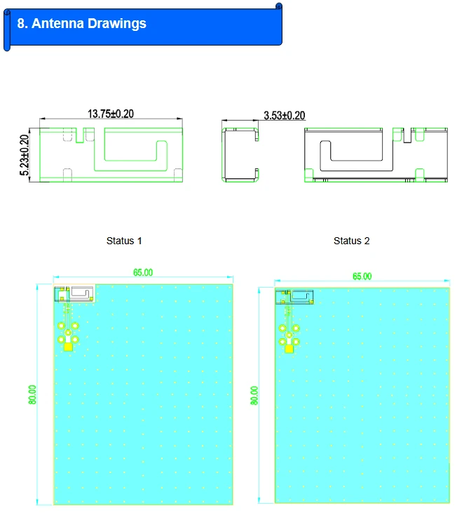 آنتن WiFi/BT سانی وی مدل SWD025 مشخصات فیزیکی