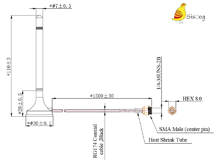 آنتن سیم دار LTE - SMA کویکتل مدل YE0021KA
