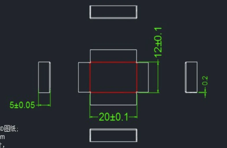 ابعاد شیلد RF مسی با ابعاد 20*12*5mm مدل AT0593