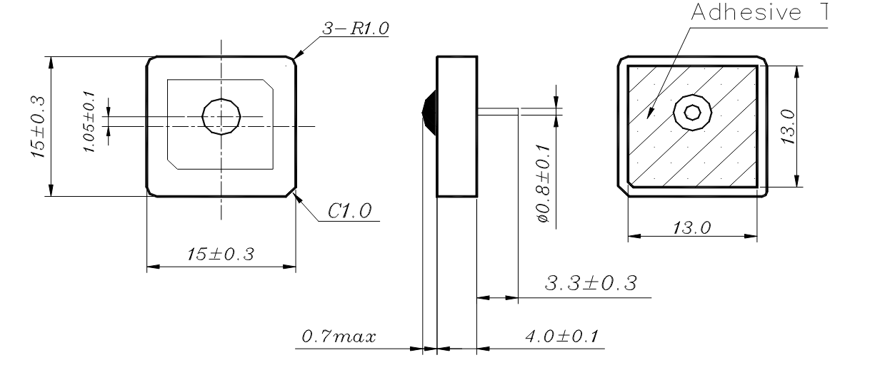 آنتن پسیو سرامیکی GPS با ابعاد 15*15*4