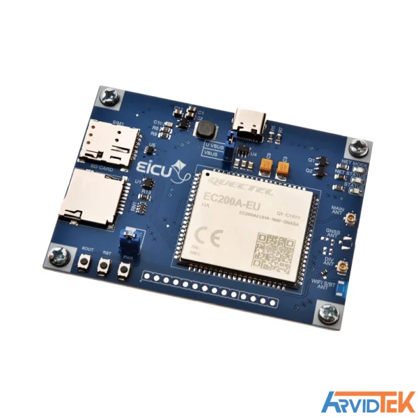 نمای مورب برد ارزیابی EC200A-EU EVB V2